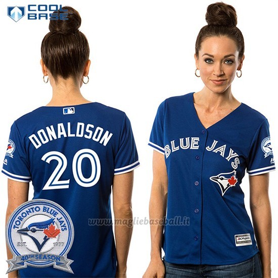 Maglia Baseball Donna Toronto Blue Jays Josh Donaldson 20 Cool Base 40 Anniversario